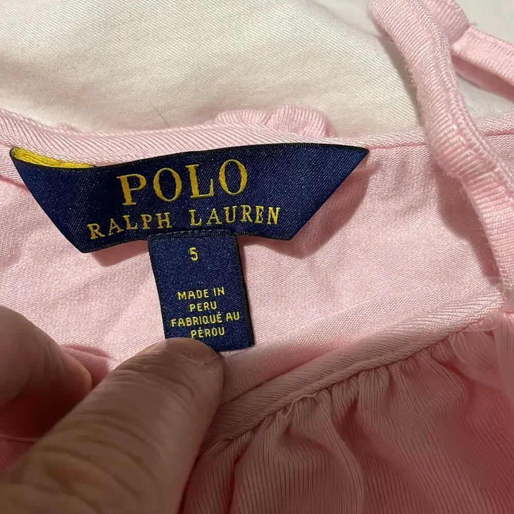 Ralph Lauren 5 pale pink legging floral embroidered with cold shoulder pink top